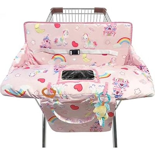 Shopping Cart Cover for Baby,2-in-1 High Chair Cover with Portable Cloth Bag,Cart Seat Pad for Babies Grocery Cushion Cover Restaurant,Suitable for All Supermarkets