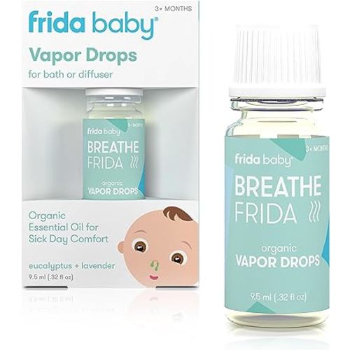 Frida Baby Breathefrida Vapor Bath Drops, Baby Congestion Relief with Eucalyptus Essential Oil for Humidifier, Aromatherapy Oil Help Baby Breathe Easy