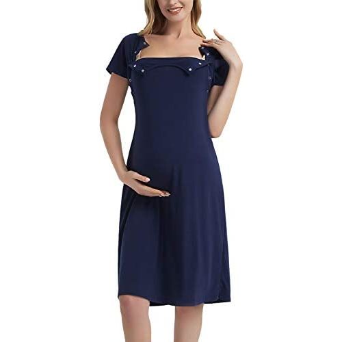 GINKANA Maternity Labor Delivery Hospital Gown Breastfeeding Nursing Nightgown Nursing Nightdress