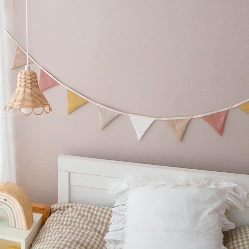 Banderín triangular de 3,93 pies para carpas tipi infantiles, decoración de fiestas y habitaciones, doble cara mejorada, decoración de habitación infantil o de bebé.