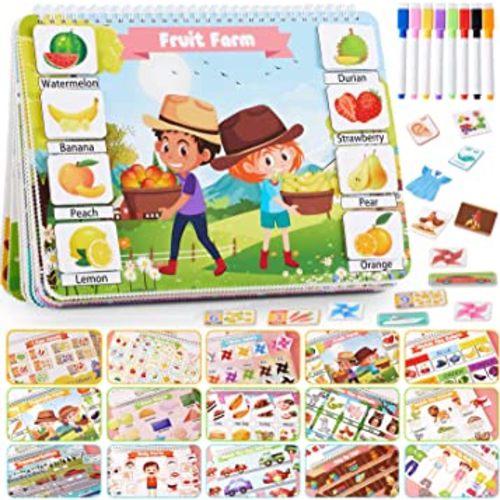 Huijing Toddler Activities Preschool Learning Busy Book - 29 Themes Binder Montessori Toys for Toddlers, Workbook Activity Autism Materials and Tracing Coloring