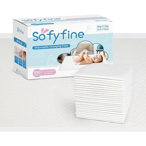 100 Count Disposable Changing Pads for Baby 17" x 24"Portable Changing Diaper Liners for Mess Free Travel, Leakproof Incontinence Bed Pads,Waterproof Table Protector Mat, Toddler Pee Pads