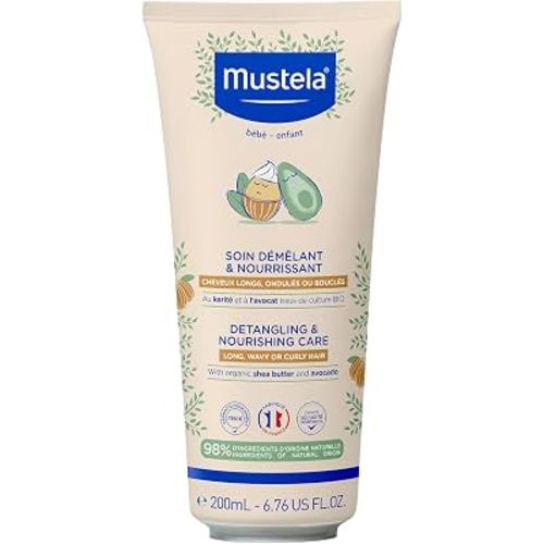 Mustela Detangling & Nourishing Conditioner - Natural Shea Butter & Avocado - Curly & Frizzy Hair - Dermatologist-tested & safe for Babies and Kids - 6.76 US Fl. Oz.