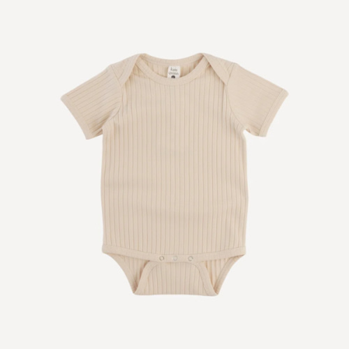 short sleeve lap neck bodysuit | oatmeal | organic cotton wide rib
