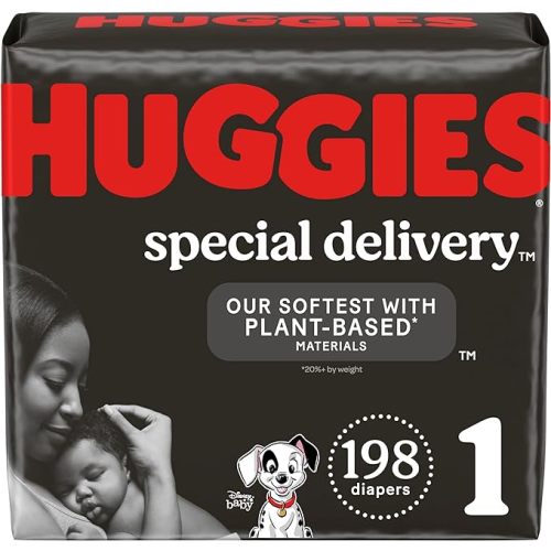 Huggies Special Delivery Hypoallergenic Baby Diapers Size 1 (up to 14 lbs), 198 Ct, Fragrance Free, Safe for Sensitive Skin