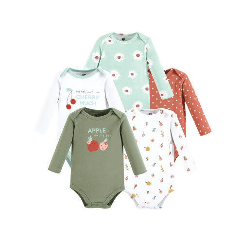 Hudson Baby Cotton Long-Sleeve Bodysuits, 5-Pack, Newborn- 24 Months