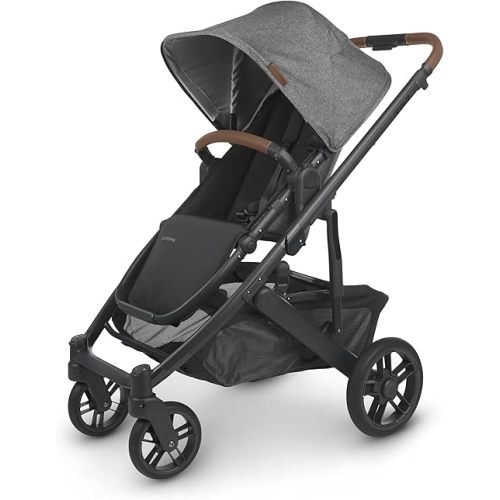 UPPAbaby Cruz V2 Stroller/Full-Featured Stroller with Travel System Capabilities/Toddler Seat, Bumper Bar, Bug Shield, Rain Shield Included/Greyson (Charcoal Mélange/Carbon Frame/Saddle Leather)