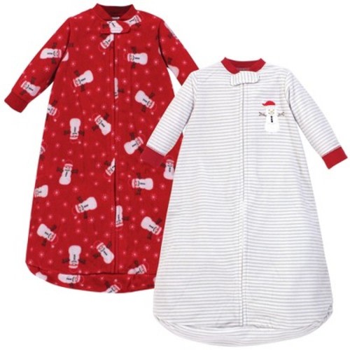 Hudson Baby Infant Long-Sleeve Fleece Sleeping Bag, Santa Snowman, 0-9M