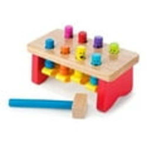 Melissa & Doug Deluxe Pounding Bench Wooden Toy With Mallet - Classic Wooden Toddler Toys For Ages 2+