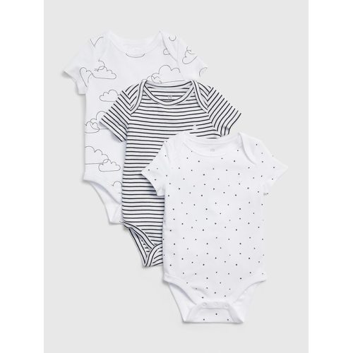 Baby Print Short Sleeve Bodysuit (3-Pack) in white, size: 3-6 M