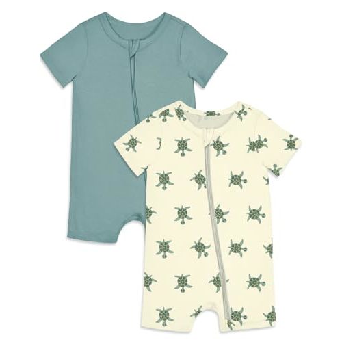 Jimonda Baby Rompers Cotton Baby Boys Baby Girls Short Sleeve Sleepers Pjs Two Way Zipper One-piece Neutral Sleep and Play