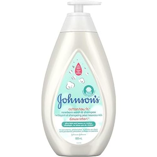 Johnson's Baby newborn bath wash and shampoo, cotton touch body wash, 800ml