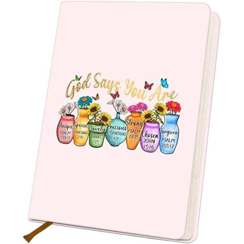 Positive Affirmation Lined Journal Notebook for Women 200 Pages A5 Hardcover Leather Journals for Writing Note Taking, Floral College Ruled Notebook Diary Notepad, Inspirational Gifts