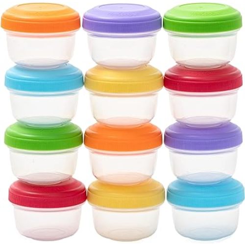 WeeSprout Baby Food Containers - Small 4 oz Containers with Lids, Leakproof & Airtight, Freezer Safe, Dishwasher Safe, Thick Food Grade Plastic, Set of 12 Baby Food Storage Containers + Color Options