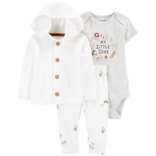 carter's® Size 6M 3-Piece Love Little Cardigan Set in White - WHITE - 6 MONTHS