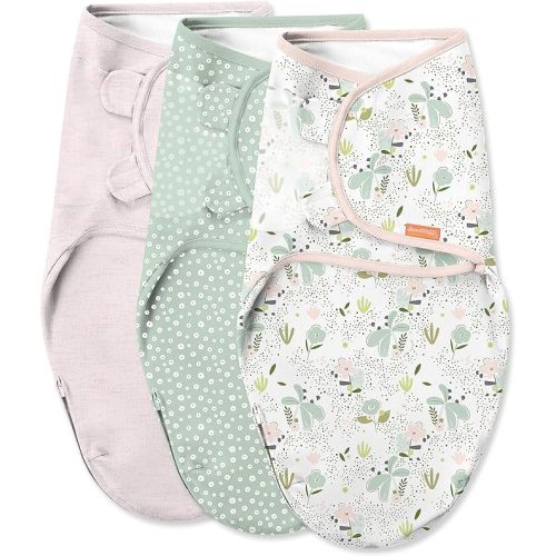 SwaddleMe by Ingenuity Original Swaddle with Easy-Change, 100% Cotton, Improves Sleep & Calms Startle Reflex, 0-3 Months, 3-Pack - Peekaboo Panda