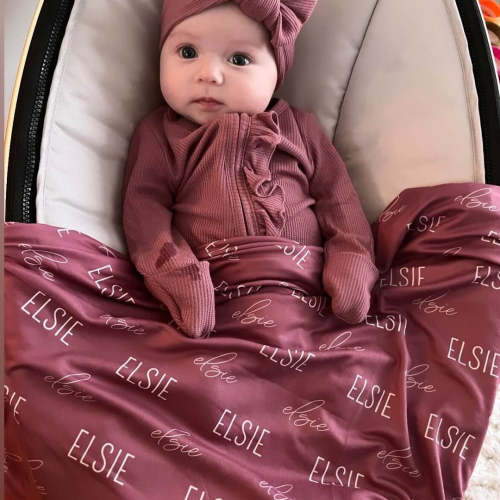 Personalized Boysenberry Baby Name Swaddle Blanket