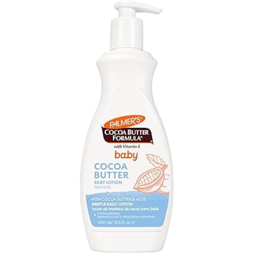 Palmer's Baby Lotion, Cocoa Butter Formula Body Lotion, 13.5 Fl Oz, Gentle Baby Moisturizer for Delicate Skin with Vitamin E & Aloe, Hypoallergenic, 48Hr Moisture, Dermatologist Tested Baby Essentials