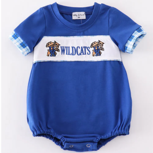 Blue wildcats embroidery boy bubble – HoneyBean