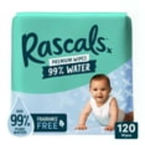 Rascals 99% Water Premium Baby Wipes, 120 Count (Select for More Options)