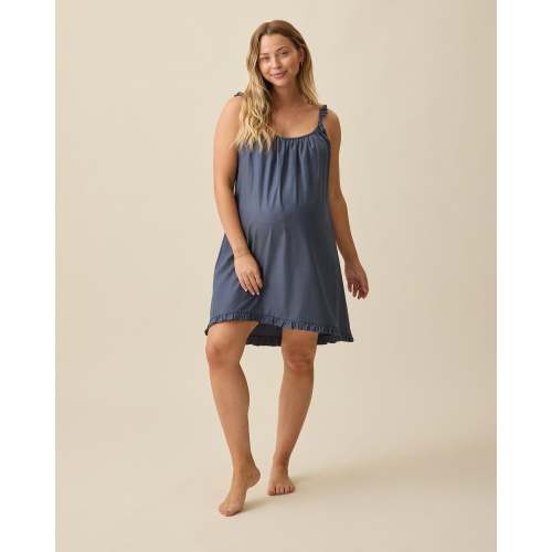 Dreamy Cotton Maternity & Nursing Nightgown | Midnight Blue - Kindred Bravely