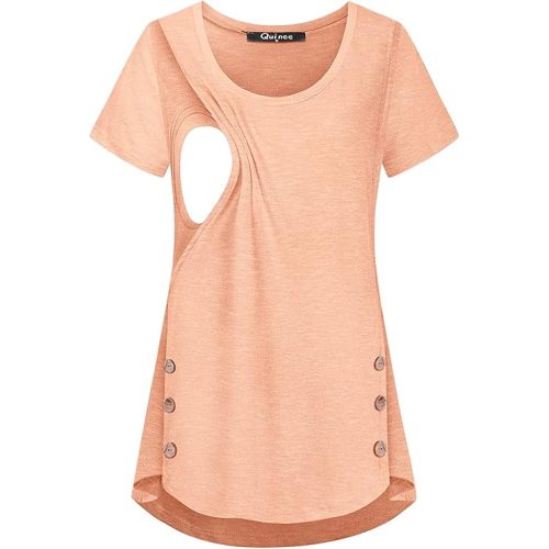 Quinee Women's Casual Button Side Nursing Tops Maternity Breastfeeding Tunic