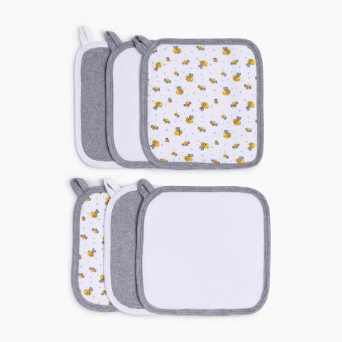 Small Story Organic Washcloth (6 Pack) - Grey Bees