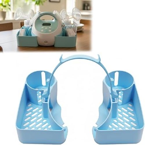 Pump Caddy Organizer for Spectra S1/S2 Breast Pump, Portable Storage Tray with Handle Clamp, Hands-Free Pumping Station