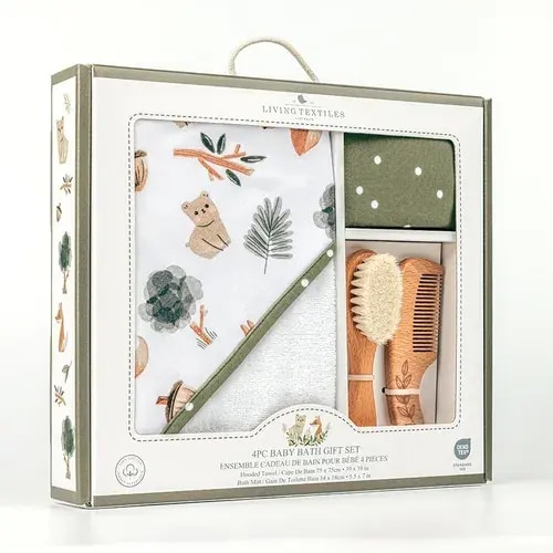 Living Textiles 4 Piece Baby Bath Gift Set Forest Retreat | Baby Bunting AU