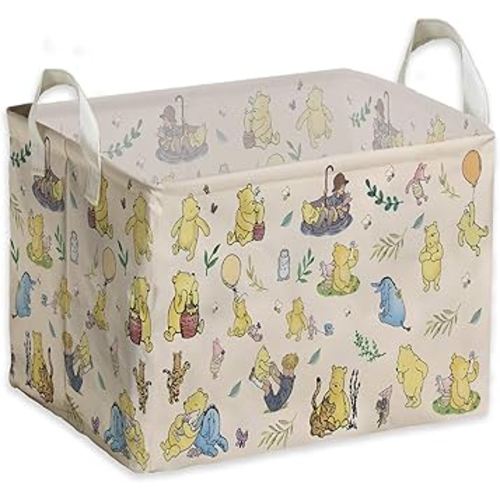 Winnie baby Stuff，Winnie Storage Nursery Basket, Large squarecanvas Laundry Hamper With A Waterproof PECoating, Foldable, Bathroom and Bedroom SetClothes ,Toys Bin, Baby Nursery HamperDecor