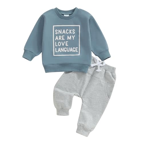 LIOMENGZI Infant Baby Boy Fall Clothes Set Funny Letter Sweatshirt Pant Outfit Toddler Winter Clothes 6 12 18 Months 2T 3T