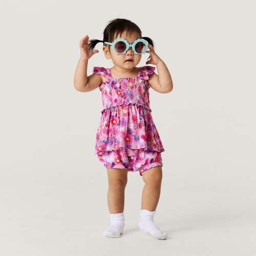 Zinnia Smocked Babydoll Bummie Set