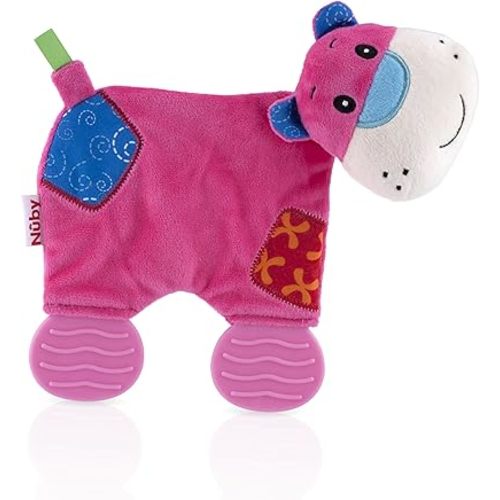 Nuby Comfort Teething Plush Pal, Interactive Blanket and Teether in One, Hippo