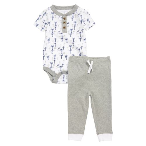 BURT'S BEES BABY Breezy Palms Organic Cotton Bodysuit & Pants Set, 0-3M