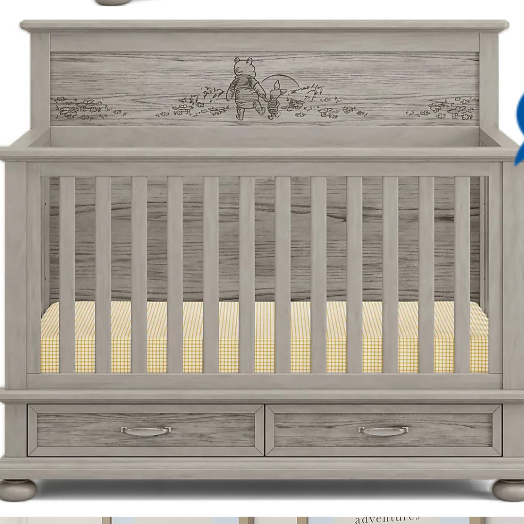 Disney Winnie the Pooh Woodland Adventures Gray Crib | Rooms to Go