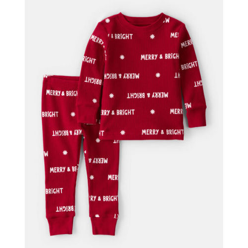 Baby Merry & Bright Christmas Print Cotton Long-Sleeve 2-Piece Pajamas - Red - Carter's | Carter's