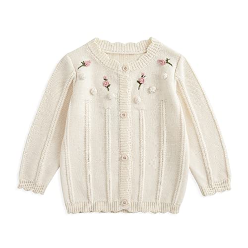Simplee kids Baby Girl Thin Sweater Solid White Pink Cardigans for Toddler 0-3Years