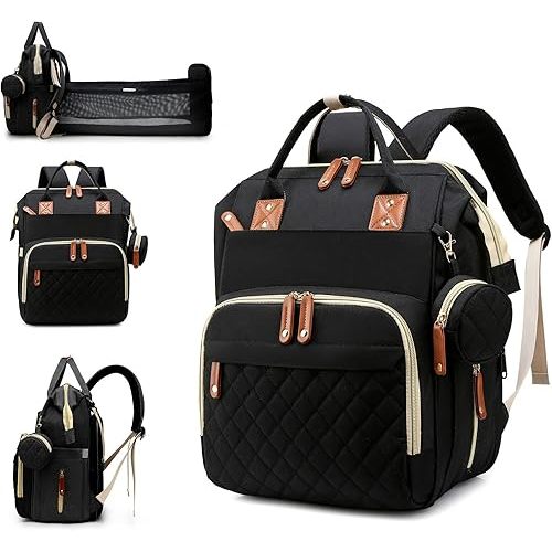 Baby Diaper Bag Backpack with Changing Station, Waterproof Bags for Boys & Girls, USB Charging Port, Black