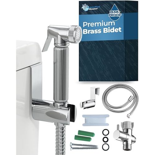 HammerHead Showers Solid Metal Handheld Bidet Sprayer for Toilet, Handheld Bidet Attachment with 59-Inch Hose and Leak-Proof T-Valve, Jet Spray for Toilet, Muslim Shower, Chrome