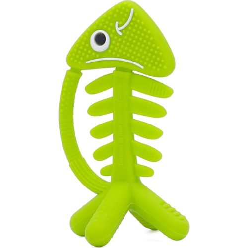 3in1 Infant Toys, Baby Teething Toys 0-3-6-12 Months, Teethers for Babies 3-6 6-12 Months for Teething Relief,Baby Teether Gift,Silicone,Sensory Toy, Baby Toys 0-6 Months,USA Patent Pending,Fish,Green