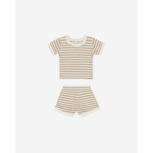 Waffle Shortie Set || Oat Stripe