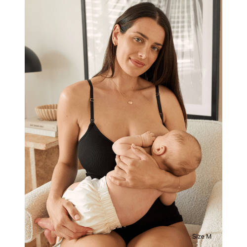 Soft Ribbed Nursing Tank - Black