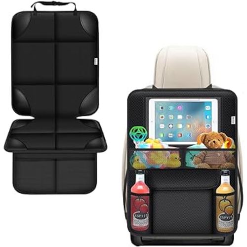 Meolsaek Car Seat Protector for Child Car Seat + Kick Mats with Organizer, Waterproof 600D Backseat Protector Seat Cover