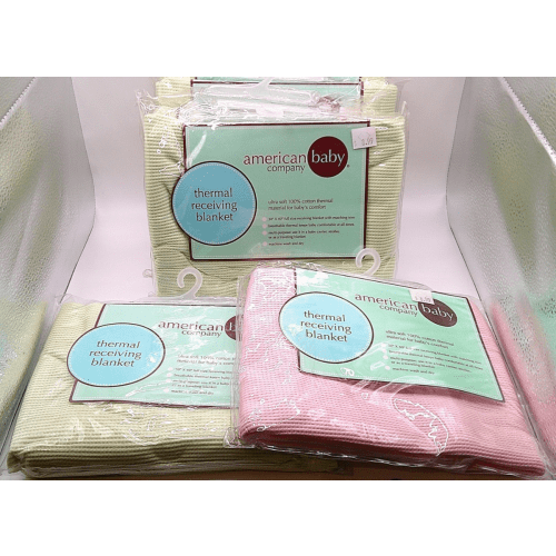 American Baby Company 100% Cotton Thermal Receiving Blanket 30"x40" Lot of 6