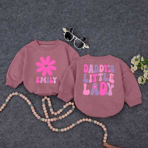 Custom Daddy's Little Lady Baby Bubble Romper, Father's Day Together Baby Outfit, Cute Daddy's Girl Toddler Tee, Fathers Day Infant Outfit