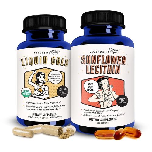 Legendairy Milk Liquid Gold + Sunflower Lecithin Lactation Supplement for Milk Supply Increase and for Clogged Milk Ducts - Breastfeeding Supplements for Milk Flow and Boost Milk Production