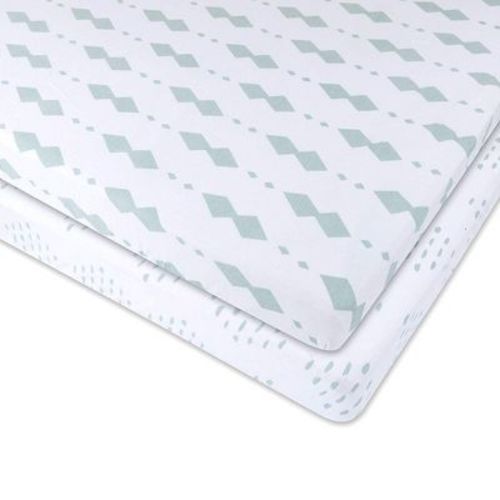 Ely's & Co. Baby Fitted Pack n Play - Mini Crib Sheet 100% Combed Jersey Cotton Sage Diamond 2 Pack