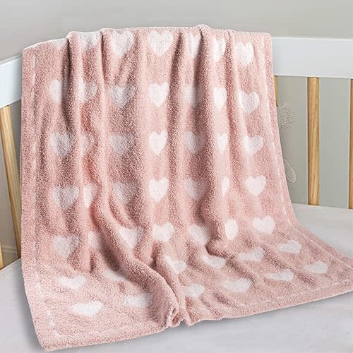 Kid Nation Baby Blankets for Girls Boys Toddler Double-Sided Heart Blanket,40"X 30"Soft Plush Crib Blanket Fluffy Baby Quilt Newborn Stroller Blanket,Rose Pink