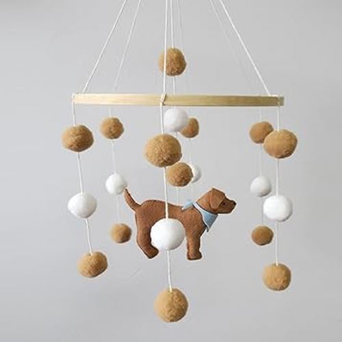 Baby Crib Mobile for Boys Girls Dog theme Baby Mobile for Crib Mobile for Bassinet with Felt Ball