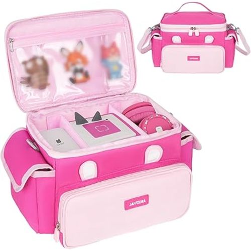 Carrying Case Fits for Toniebox & Little Tikes Story Dream Machine Starter Set, Cute Storage Bag Compatible with Toniebox Audio Player, Tonies Characters and Accessories, Rose Red(Bag Only)